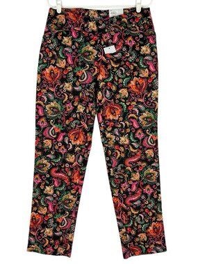 Croft & Barrow Women's Pull-on Paisley Multicolor Stretch Pants 12R Stretch NWT